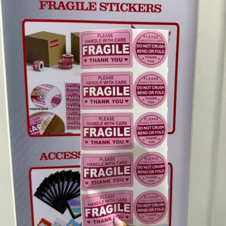 Pink Fragile Stickers 7.6 * 5cm